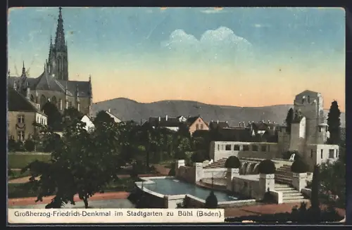 AK Bühl / Baden, Grossherzog-Friedrich-Denkmal im Stadtgarten