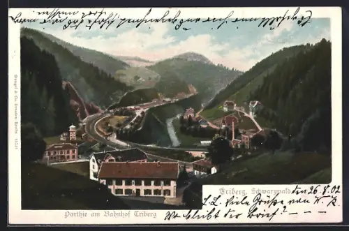 AK Triberg im Schwarzwald, Partie am Bahnhof