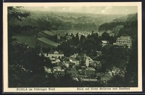 AK Ruhla im Thüringer Wald, Blick auf Hotel Bellevue und Stadtbad