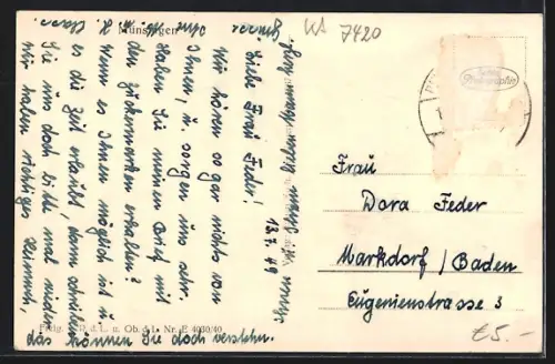 AK Münsingen, Ortsansicht aus der Vogelschau