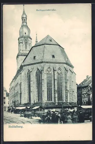 AK Heidelberg, Strassenpartie an der Heiliggeistkirche