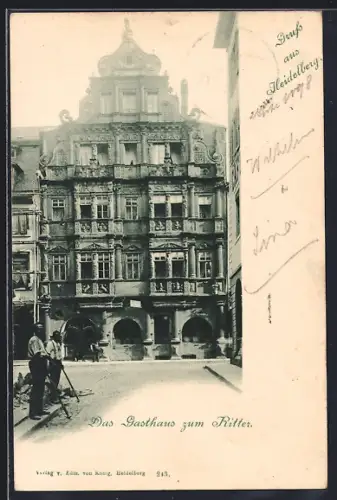 AK Heidelberg, Strassenpartie Gasthaus am Ritter