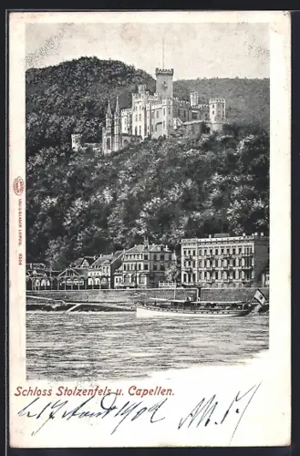 AK Schloss Stolzenfels, Schlossansicht mit Capellen
