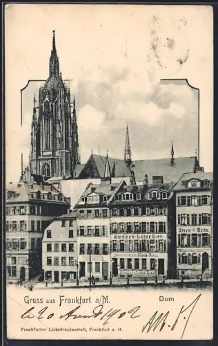 AK Alt-Frankfurt, Blick auf den Dom mit Gaststätten