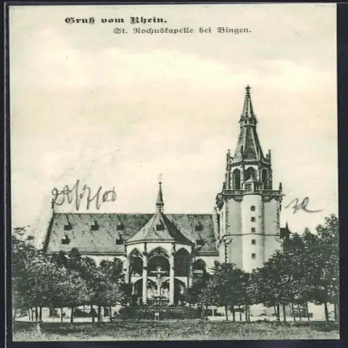AK Bingen / Rhein, Partie an der St. Rochuskapelle
