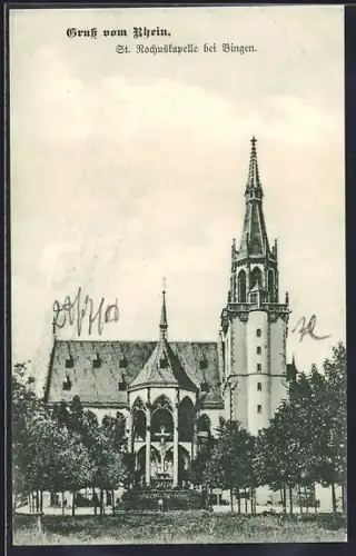 AK Bingen / Rhein, Partie an der St. Rochuskapelle