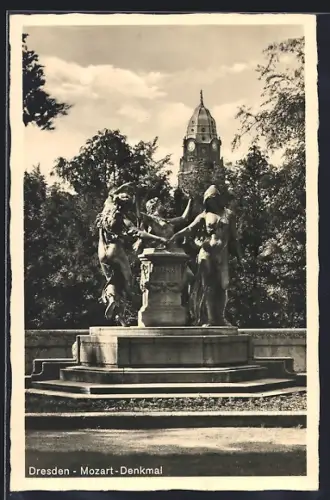AK Dresden, Mozart-Denkmal in der Bürgerwiese