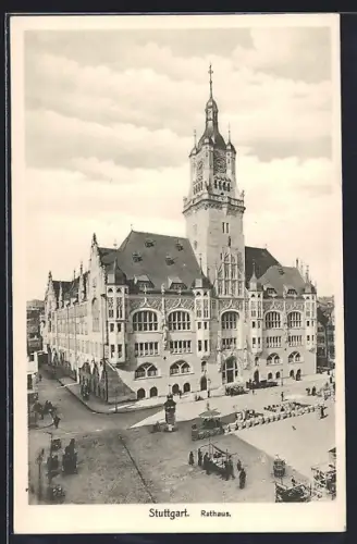 AK Stuttgart, Rathaus mit Marktplatz
