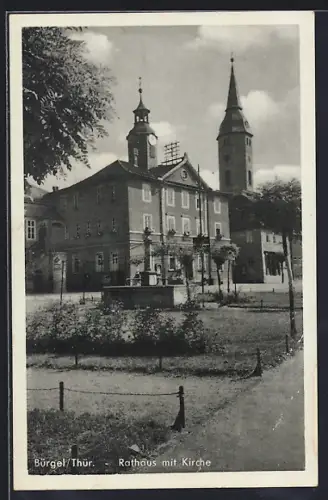 AK Bürgel /Thür., Rathaus mit Kirche