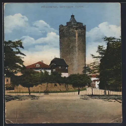 AK Pössneck / Thür., Weisser Turm