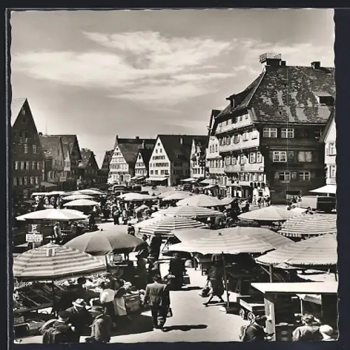 AK Biberach a. d. Riss, Stadtleben am Marktplatz