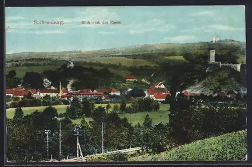 AK Sachsenburg / Thüringen, Blick nach der Ruine