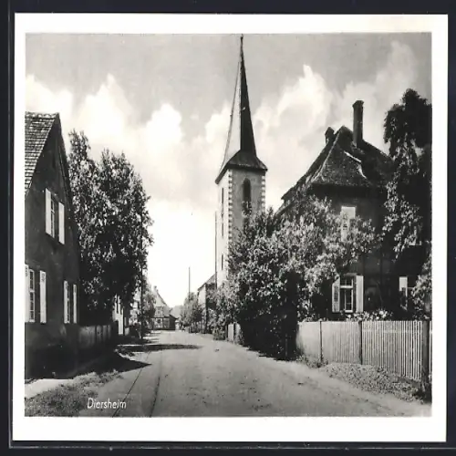 AK Diersheim, Strassenpartie an der Kirche