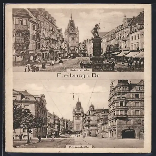 AK Freiburg i. Br., Partien auf der Kaiserstrasse