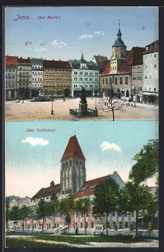 AK Jena, Marktplatz und Volksbad