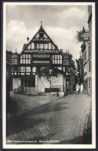 AK Bad Assmannshausen, Gasthaus Bauernschänke in altem Fachwerkhaus