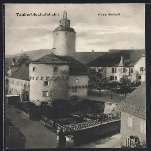 AK Tauberbischofsheim, Teilansicht mit altem Schloss