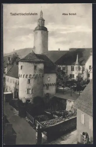 AK Tauberbischofsheim, Teilansicht mit altem Schloss