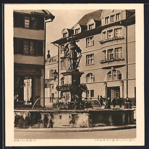 AK Ebingen, Blick auf Marktbrunnen