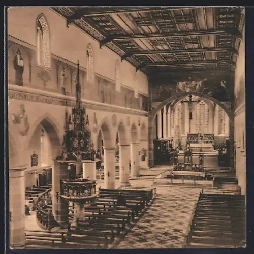 AK Ravensburg / Württ., Stadtpfarrkirche zu U. L. Frau, Innenansicht