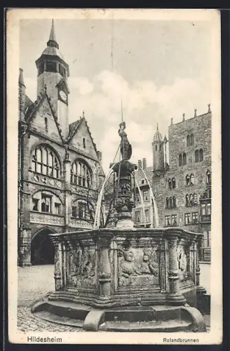 AK Hildesheim, Rolandbrunnen auf dem Marktplatz