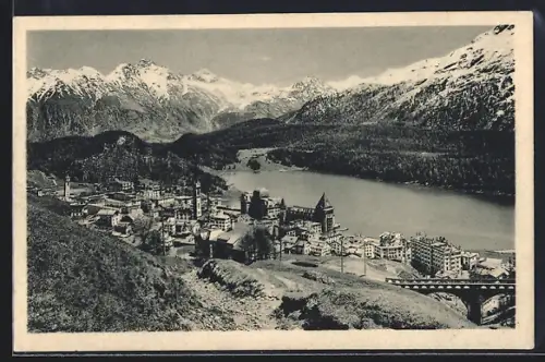 AK St. Moritz-Dorf, Teilansicht und die Languardkette
