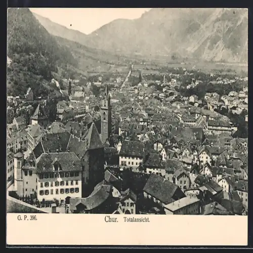 AK Chur, Totalansicht mit Bergen