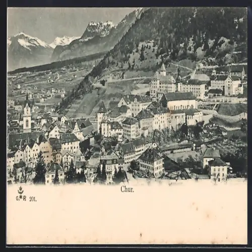AK Chur, Teilansicht mit Bergen