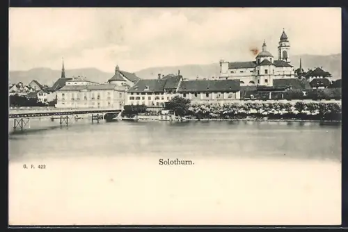 AK Solothurn, Uferpartie mit Kirche