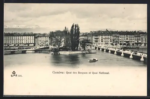 AK Genève, Quai des Bergues et Quai National
