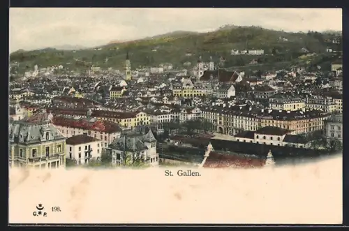 AK St. Gallen, Teilansicht mit Kirche