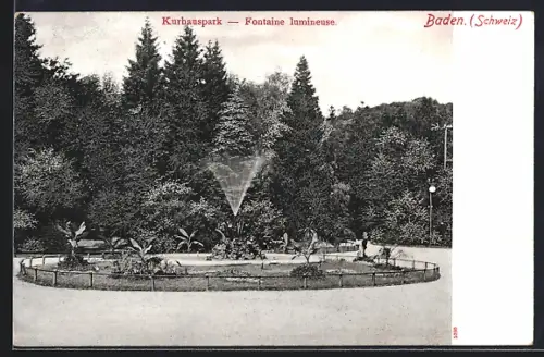 AK Baden /Schweiz, Fontaine im Kurhauspark
