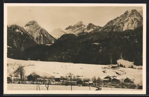 AK Château d`Oex, Le Rüblihorn et la Gummfluh en hiver