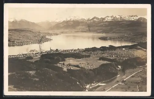 AK Thalwil, Zürichsee und die Alpen von der Felsenegg aus
