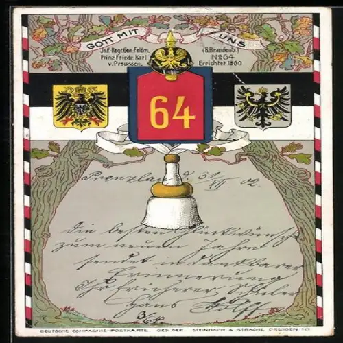 AK Infanterie-Regiment Gen.-Feldm. Prinz Friedr. Karl v. Preussen 8. Brandenb. No. 64