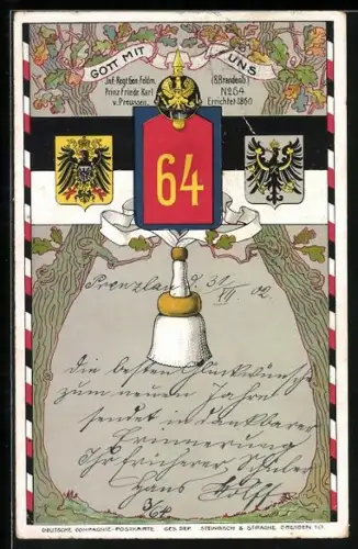 AK Infanterie-Regiment Gen.-Feldm. Prinz Friedr. Karl v. Preussen 8. Brandenb. No. 64
