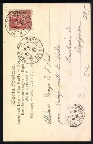 AK Junge Frau mit einer Blume, Jugendstil