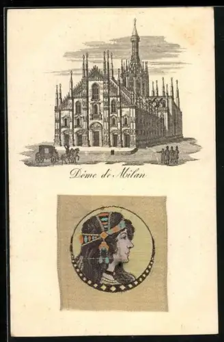 Seiden-AK Milan, Dôme, Dame im Jugendstil