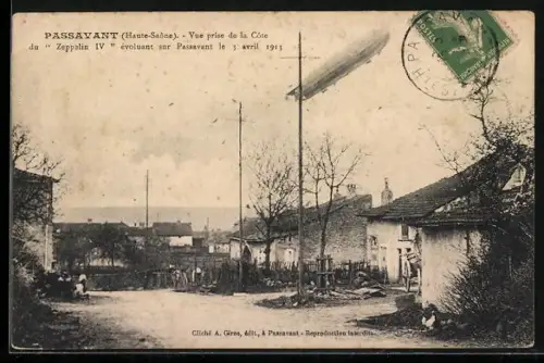 AK Passavant, Zeppelin IV le 3 avril 1913