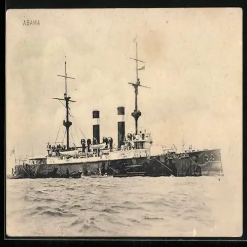 AK Japanisches Kriegsschiff Asama auf hoher See