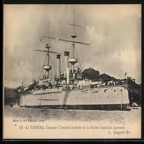 AK Japanisches Kriegsschiff Yashima vor der Küste