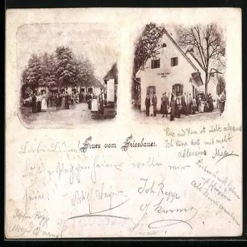 AK Graz, Gasthaus Griesbauer mit Gästen