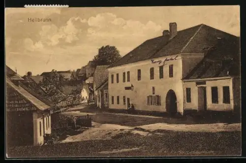 AK Heilbrunn, Strassenpartie am Gasthaus