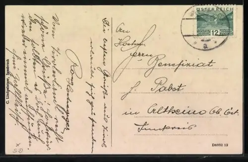 AK Söll, Handlung v. Josef Rott, Totalansicht, Wilder Kaiser