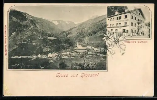 AK Grossarl, Ausserers Gasthaus, Ortspanorama