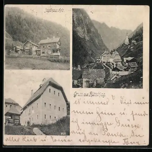 AK Hüttschlag, Jagdhaus Arlt, Ortsansicht im Tal