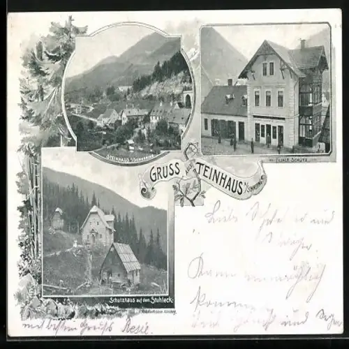 AK Steinhaus a. Semmering, Panorama, Filiale Schütz, Schutzhaus auf dem Stuhleck