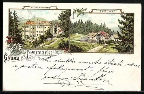 Lithographie Neumarkt in Steiermark, Pichlschloss, Curhaus