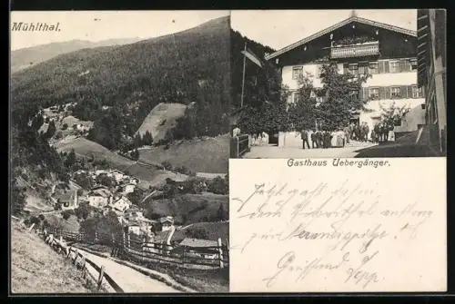 AK Mieders, Mühlthal, Gasthaus Uebergänger, Ortsansicht