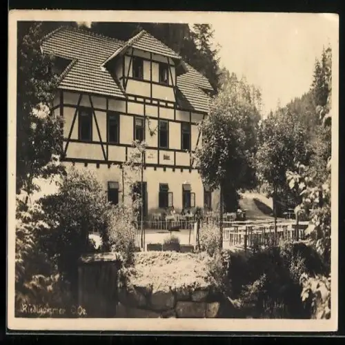 Foto-AK Gutau, Gastwirtschaft Waldaist mit Garten